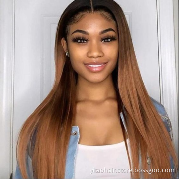 Black roots Brown T#4/30 Lace Front Wig Heat Resist Fiber Silk Straight Hair Wig synthetic full lace wigs with baby hair